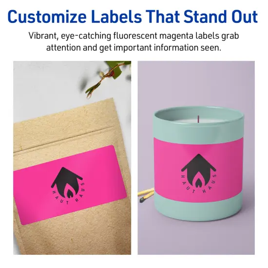 Avery Neon Magenta Paper Labels, 2.5" x 5" Rectangle {3}