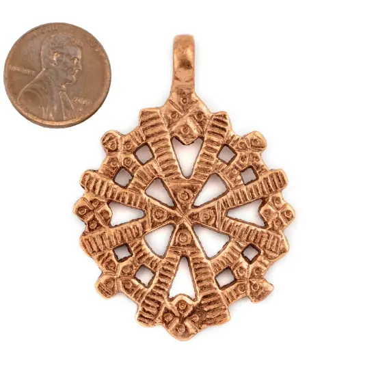 The Bead Chest Copper Radiating Coptic Cross Pendant (38x52mm) {2}