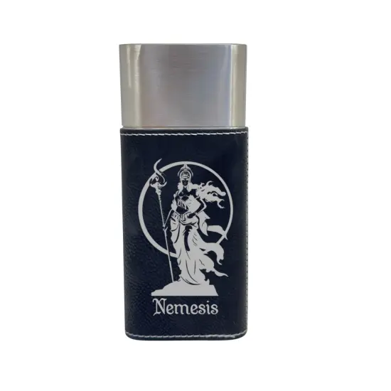 Cigar Case with Cutter - Nemesis Goddess of Revenge - Leather Rustic/Silver {3}