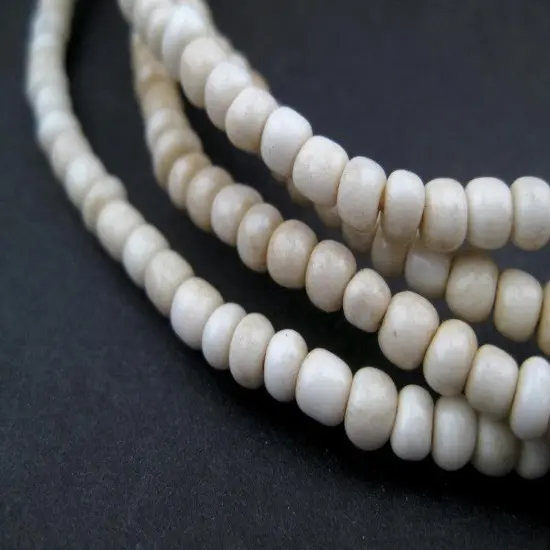 The Bead Chest Vintage White Ghana Glass Beads 2 Strands 5mm African Seed 24 Inch Strand Handmade {1}