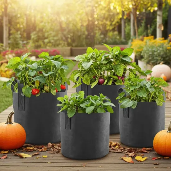 Collections Etc 7 Gallon Reusable Fabric Plant Grow Bags - Set of 5 {5}