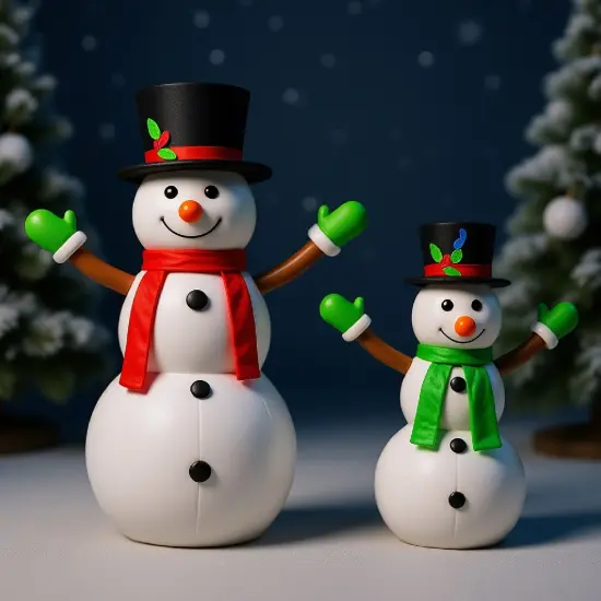 2 Piece 42" & 28"H LED Pop-Up Snowman Set Christmas Decor {3}