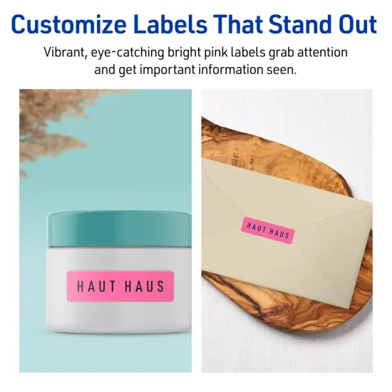 Avery Bright Pink Paper Labels, 1.25" x 1.75" Rectangle {3}