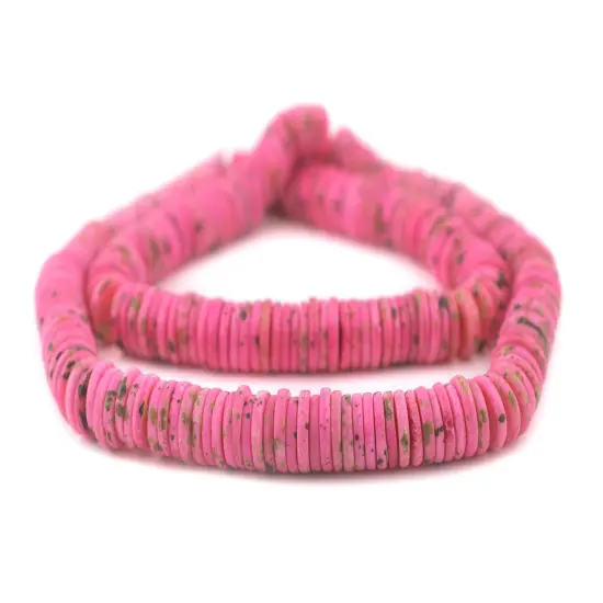 The Bead Chest 12mm Tourmaline Pink Bone Button Beads: Nepal Flat Round Disk Heishi Beads for DIY Necklace Jewelry Making {3}