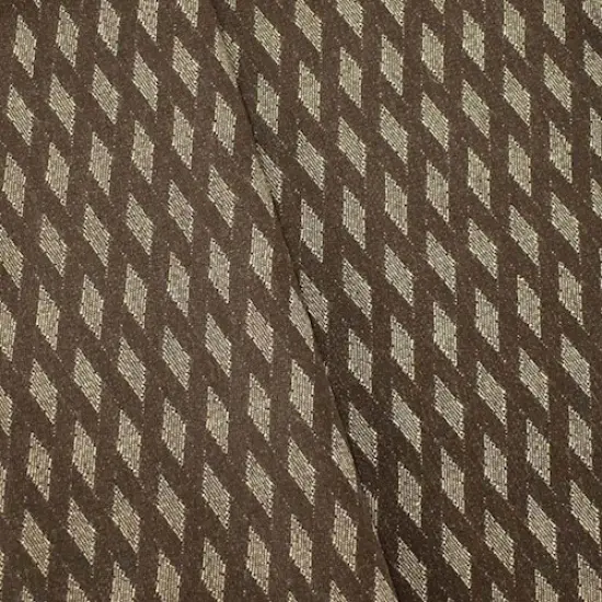 Deep Brown/Ivory Wool Blend Abstract Damask Decor Fabric By the Yard {1}