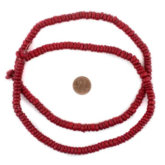 The Bead Chest Red Disk Coconut Shell Beads (8mm) {2}