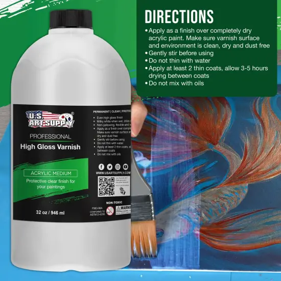 32 oz High Gloss Varnish for Acrylic Paintings - Clear Protective Finish with UV Protection {5}