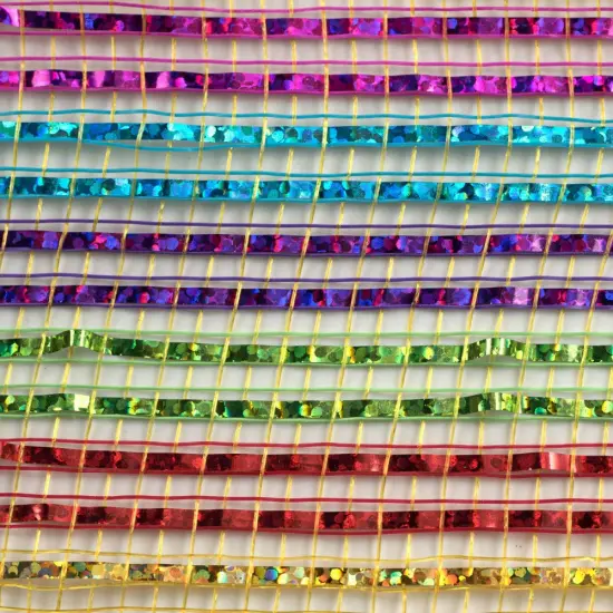 10" Wide Foil Stripes Poly Deco Mesh Ribbon: Bright Multi (10 Yards) {3}