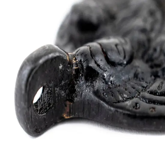 The Bead Chest Round Black Buddha Pendant (28x34mm) {3}