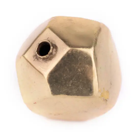The Bead Chest Hollow Cornerless Cube Bead: Large Brass 40mm Centerpiece Pendant Bead {3}