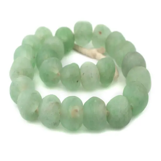 Super Jumbo Recycled Glass Beads - Beaded Wall Hangings - Extra Large African Sea Glass Beads 32-35mm - The Bead Chest (Green Aqua) {3}