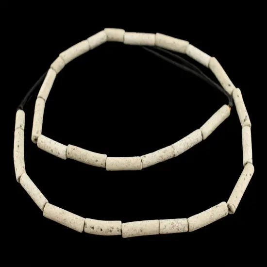The Bead Chest Moroccan Pottery Beads, White, Cylinder: Genuine North African Berber Tribal Beads for DIY Jewelry Making and More {3}
