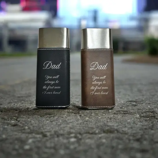 Cigar Case with Cutter - Dad you will always be the first man Leatherette Rustic/Silver {5}