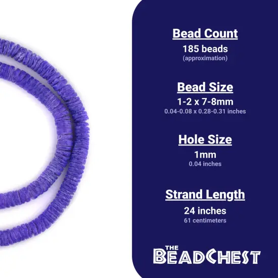 The Bead Chest Grape Purple Sliced Shell Heishi Beads (8mm) {4}