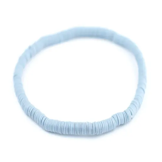 The Bead Chest Boho Stretch Bracelet, Light Blue - Stackable African Vinyl Heishi, Unisex for Men & Women {1}