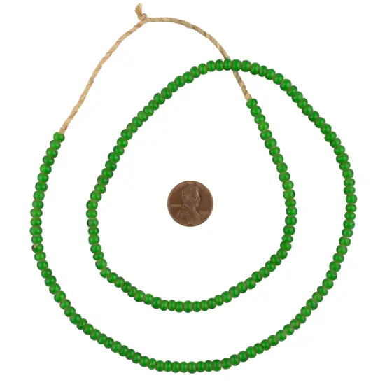 The Bead Chest White Heart Beads - Full Strand of Glass African Trade Beads (6mm, Green) {2}