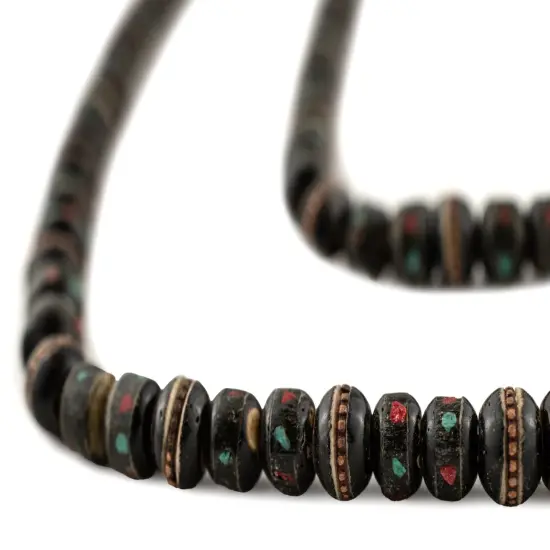 The Bead Chest Mala Meditation Beads - 108 Inlaid Prayer Beads for Yoga, Necklace, Jewelry (8mm, Black Horn) {1}