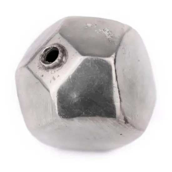 The Bead Chest Hollow Cornerless Cube Bead: Large Silver 40mm Centerpiece Pendant Bead {3}