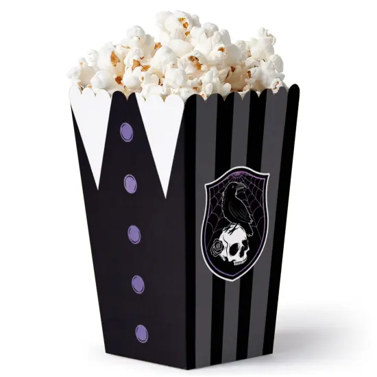 Big Dot of Happiness Goth Girl Popcorn Boxes, Black and Purple Halloween or Gothic Birthday Party Favor Treat Boxes - Set of 12 {1}