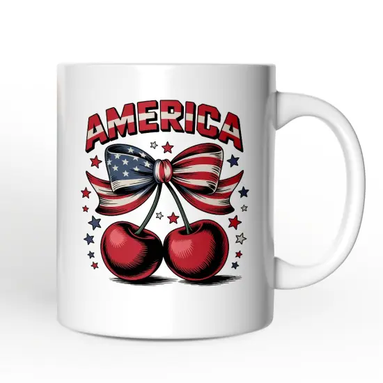 America Coquette Cherries Mug,Patriotic 4th of July Gift {4}