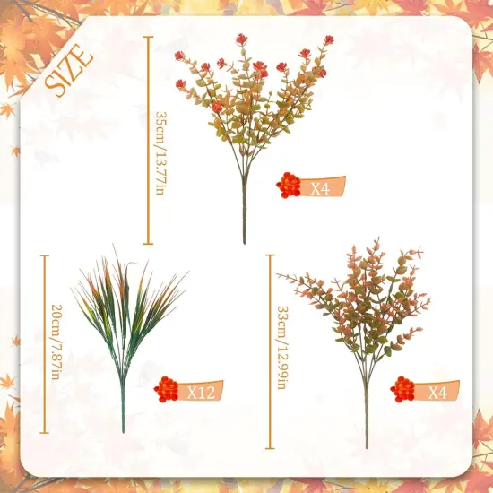 20 Pcs Artificial Fall Flowers - Eucalyptus & Grass {2}