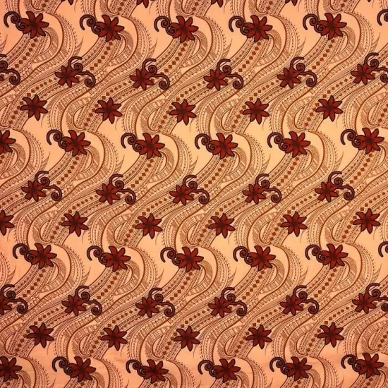 1 Yard Tiare Waves Traditional Tattoo Fabric, 100% Polyester, 60 Inches Width Red {7}