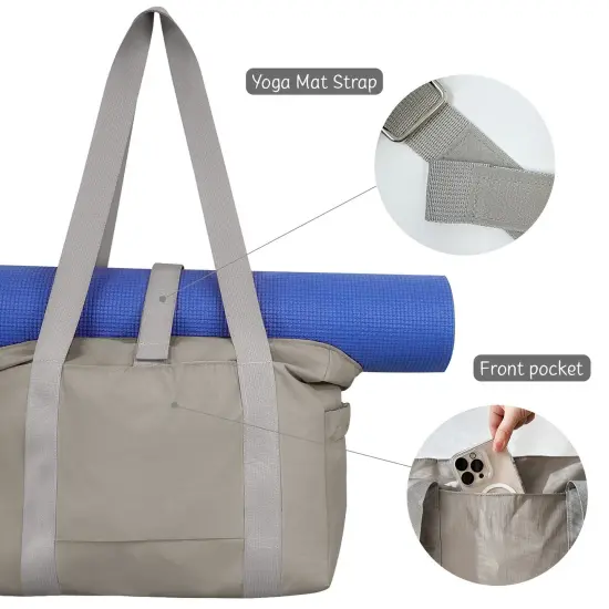 Wrapables Sporty Yoga Tote Bag, Gym, Work, Overnight and Travel Bag, Gray {3}