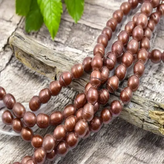 8-9mm Salmon Pink Large Hole Fresh Water Potato Pearls (8" Strand) {2}