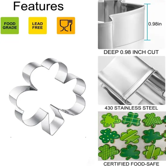 4-Piece Clover Cookie Cutter Set - Patrick's Day Shamrock 4p-shamrock {7}