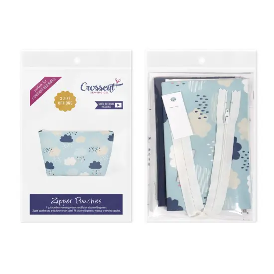 Crosscut Sewing Co.&reg; Zipper Pouch Sewing Project Kit for Beginners with Fabric, Instructions and Video Clouds {2}