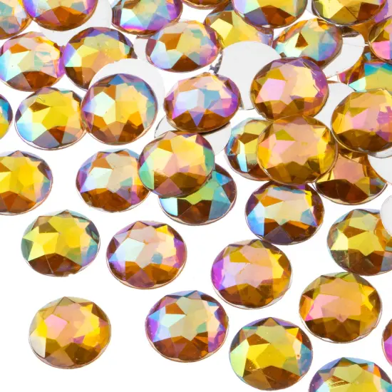John Bead 16mm Round Acrylic Flat Back Rhinestones, 200pcs Gold AB {1}