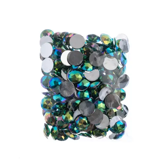 John Bead 16mm Round Acrylic Flat Back Rhinestones, 200pcs Green AB {4}
