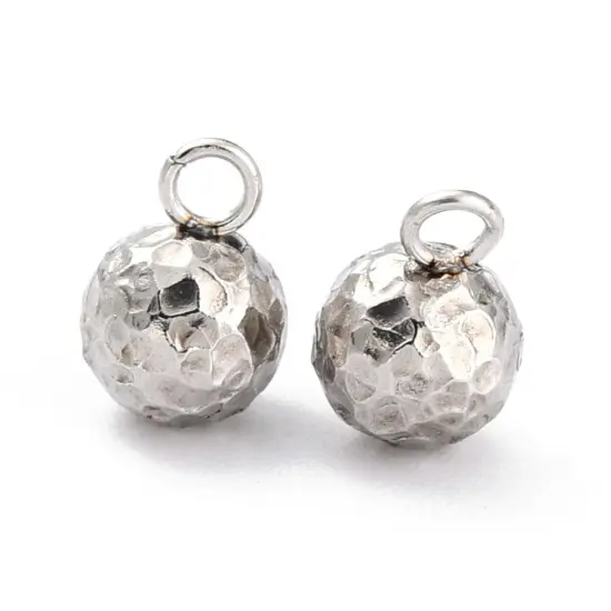 *25* 6mm Plated 304 Stainless Steel Hammered Ball Charms - Choose Your Color Rose Gold (1317) {5}