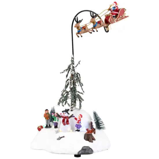 Northlight LED Lighted and Musical Flying Santa Animated Christmas Village Display - 13.5" Multi {4}