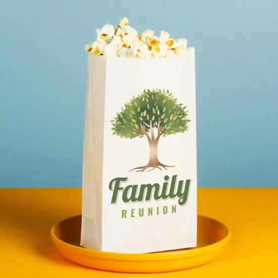 Big Dot of Happiness Family Tree Reunion Popcorn Bags, Family Gathering Party Favor Snack Treats, Free-Standing Individual White Paper Bags - 25 Count {4}
