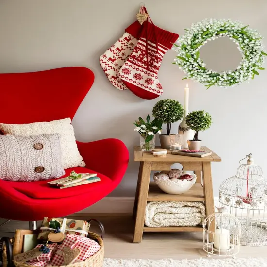 Spring Wreaths for Front Door 16 Inch Artificial Lily of The Valley Flower Wreath White Floral Hanging Wreath for Home Wall Mantle Outdoor Porch Wedding Party Decor {3}