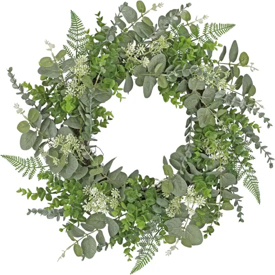 20in Eucalyptus Door Wreath Spring Greenery Wreath Artificial Hanging Foliage Wreath for Front Door Outside All Season Window Mantle Farmhouse Home Decor {5}