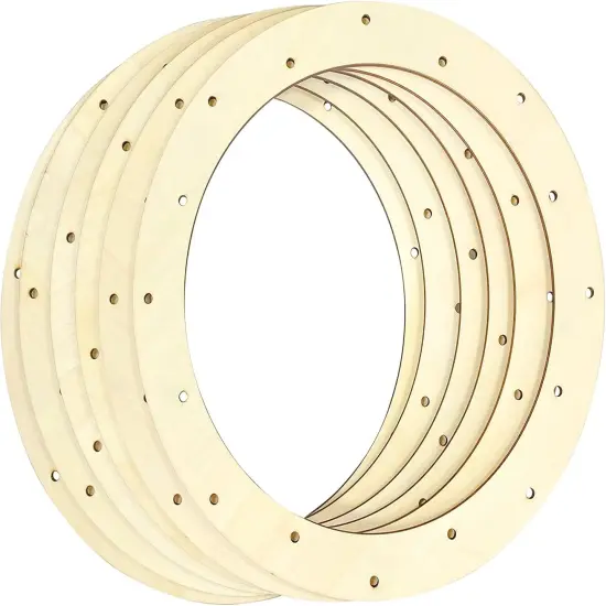 12 Inch 6 Pack Unfinished Wooden Wreath frame Rings Crafts Hanging Floral Hoop Garland Wood Wreath Frames for Home Decor (0.18 inch Thick,with 16 Holes) {3}