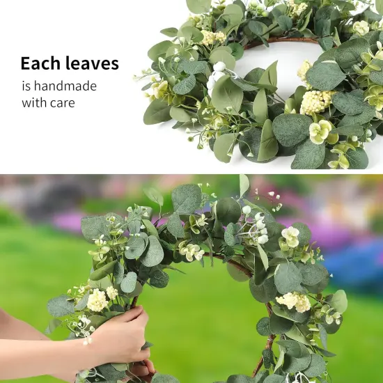 Wreaths for Front Door 20'' Eucalyptus Wreath Spring Green Wreath with White Berries for Home Porch {4}