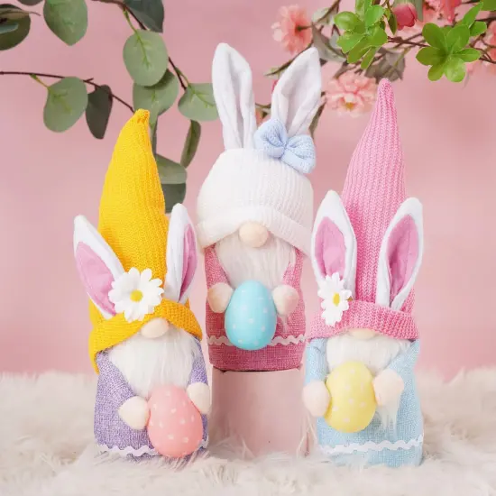 3 Pcs Easter Gnome Bunny, Easter Gnomes Plush, Easter Gnomes Decorations for Home, Spring Easter Gnomes Plush Doll Easter Bunny Gnomes Decor, Easter Bunny Gnomes Plush {4}