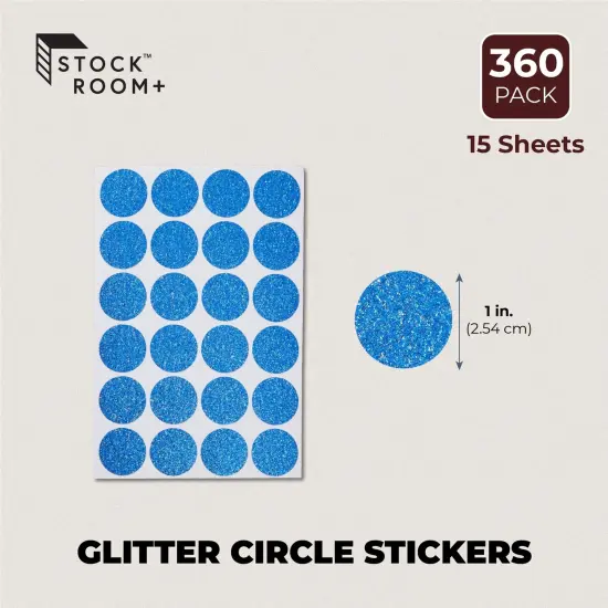 360-Pack 1-Inch Round Glitter Dots, Sparkle Stickers for Wedding, Birthday, and Graduation Invitations, Adhesive Envelope Seal Stickers, DIY Crafting Supplies (Blue) {3}