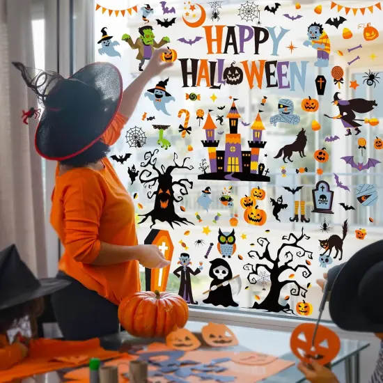 115PCS Halloween Window Clings - 9 Sheets {5}