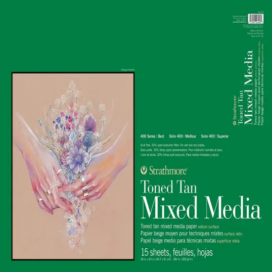 Strathmore 400 Series Toned Mixed Media Pad 18"X24"-Glue Bound Tan, 15 Sheets {1}