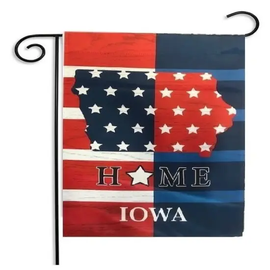 State of Iowa Patriotic Home 2 Sided Garden Flag Native Iowa {2}