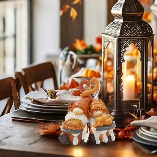 Resin Gnomes for Fall Decor Indoor Home(Orange and White) {3}