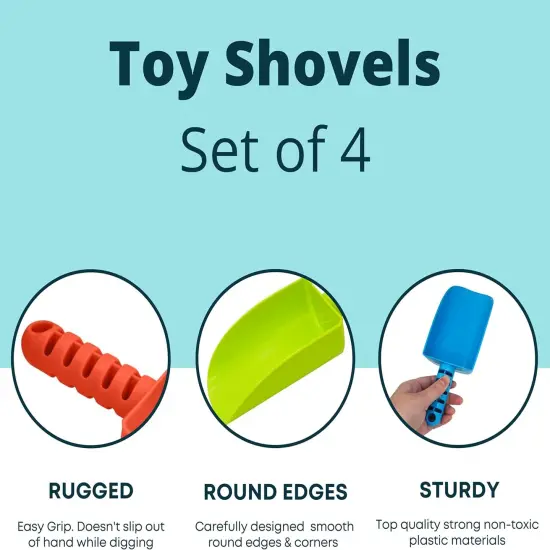 4E&rsquo;s Novelty 8&rsquo;&rsquo; Plastic Shovels for Kids - 4 pack Shovels for Digging & Gardening Tools {4}