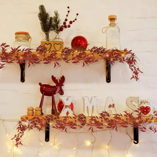 Artificial Hanging Willow Vine Twigs Whit Light 2Pcs 5.7Ft Fake Fall Garland Faux Silk Willow Leaves Ivy Indoor Outdoor {3}