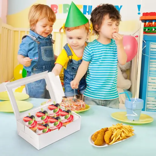 50 Pack Cupcake Boxes, White Cupcake Box with Window Insert Holds 6 Standard Cupcakes, 6 Count Half Dozen Cupcake Container, Bakery Pastry Boxes for Muffins, Cookies, Donuts {4}