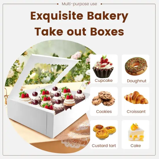 12PCS Cupcake Boxes 12 Count Cupcake Container with Window White Cupcake Holder Holding 144 Cupcakes for Birthday Holiday Party Bakery Supplies(12.8"x 9.84"x 3.54") {3}