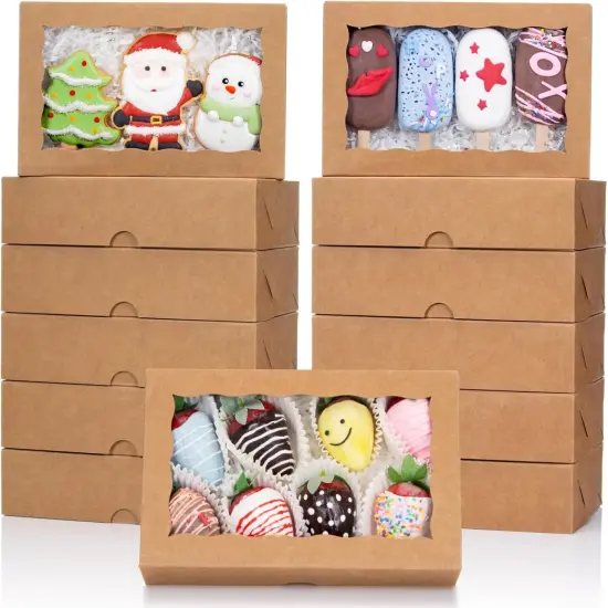 50PCS 8x5x2Inch Bakery Boxes with Window Chocolate Covered Strawberries Boxes Cookie Boxes Cakesickle Boxes Browines Boxes Donut Boxes {1}